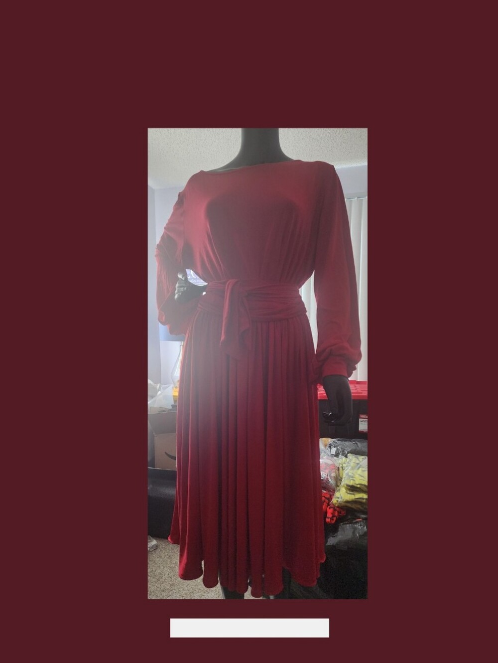 Plus Size Long Sleeve Chiffon Fit & Flare Dress - Red ..